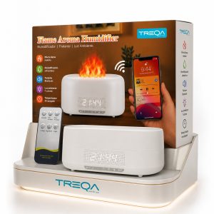 Humidificador Inteligente con Parlante Bluetooth, Ruido Blanco y Efecto Llama LED