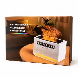 Difusor de Aroma con Efecto Llama, Parlante Bluetooth y Ruido Blanco